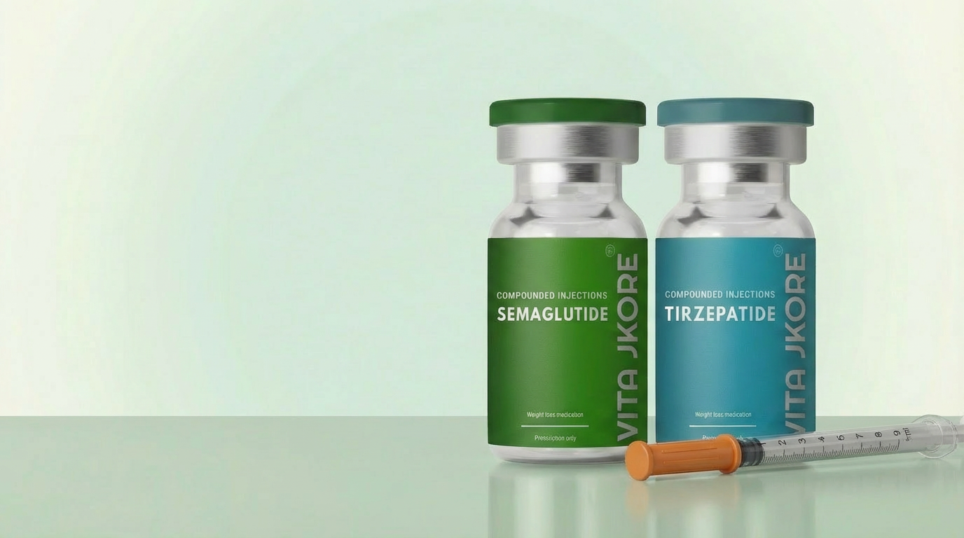 Vita JKore Semaglutide and Tirzepatide compounded injection vials
